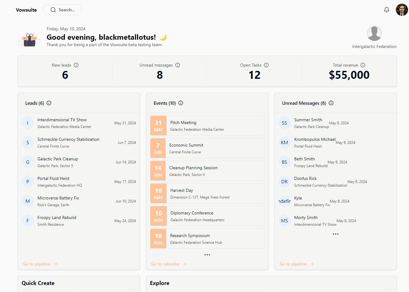 Dashboard - v2 user dashboard with seed data for development