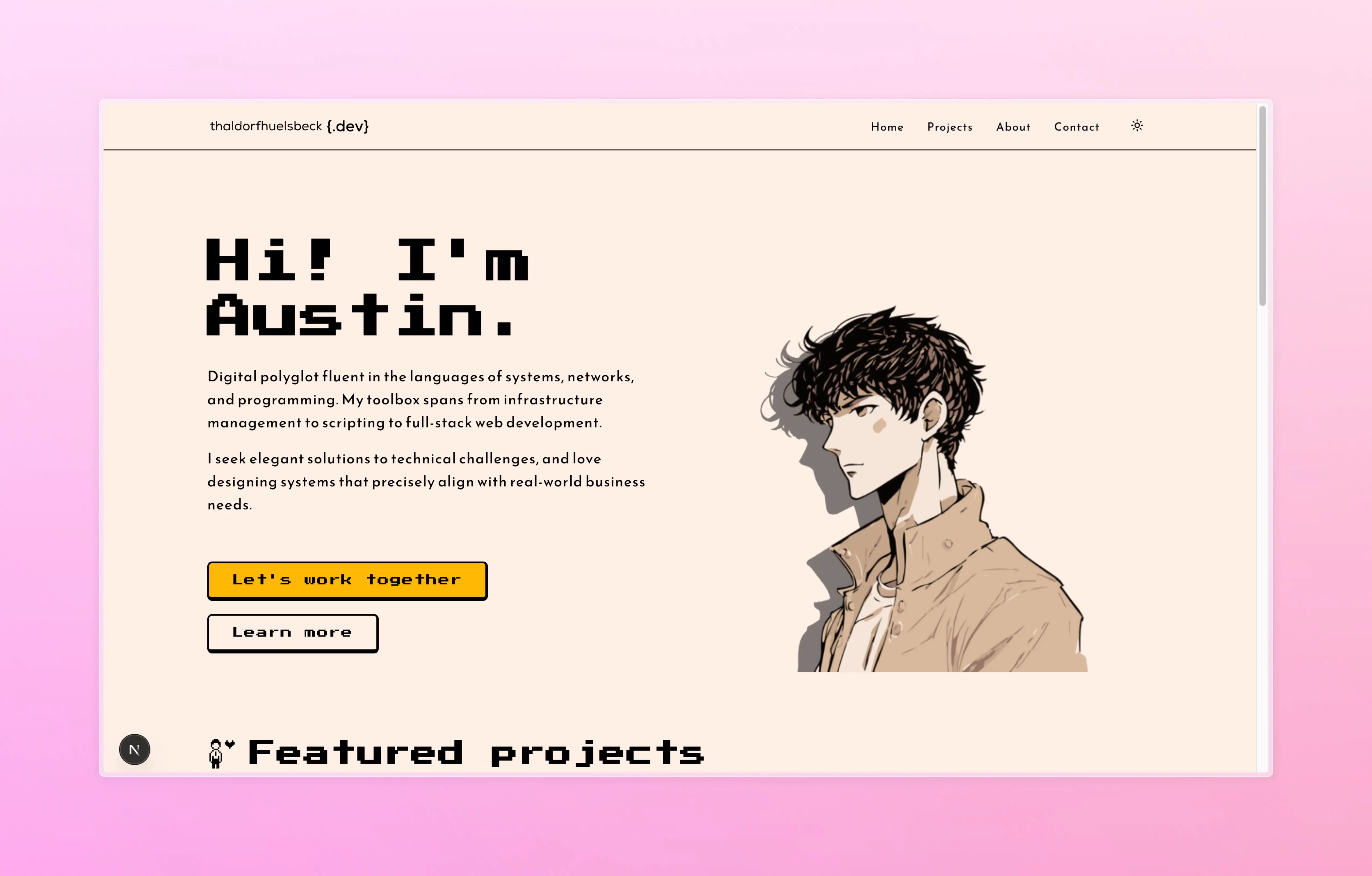 Homepage of this portfolio