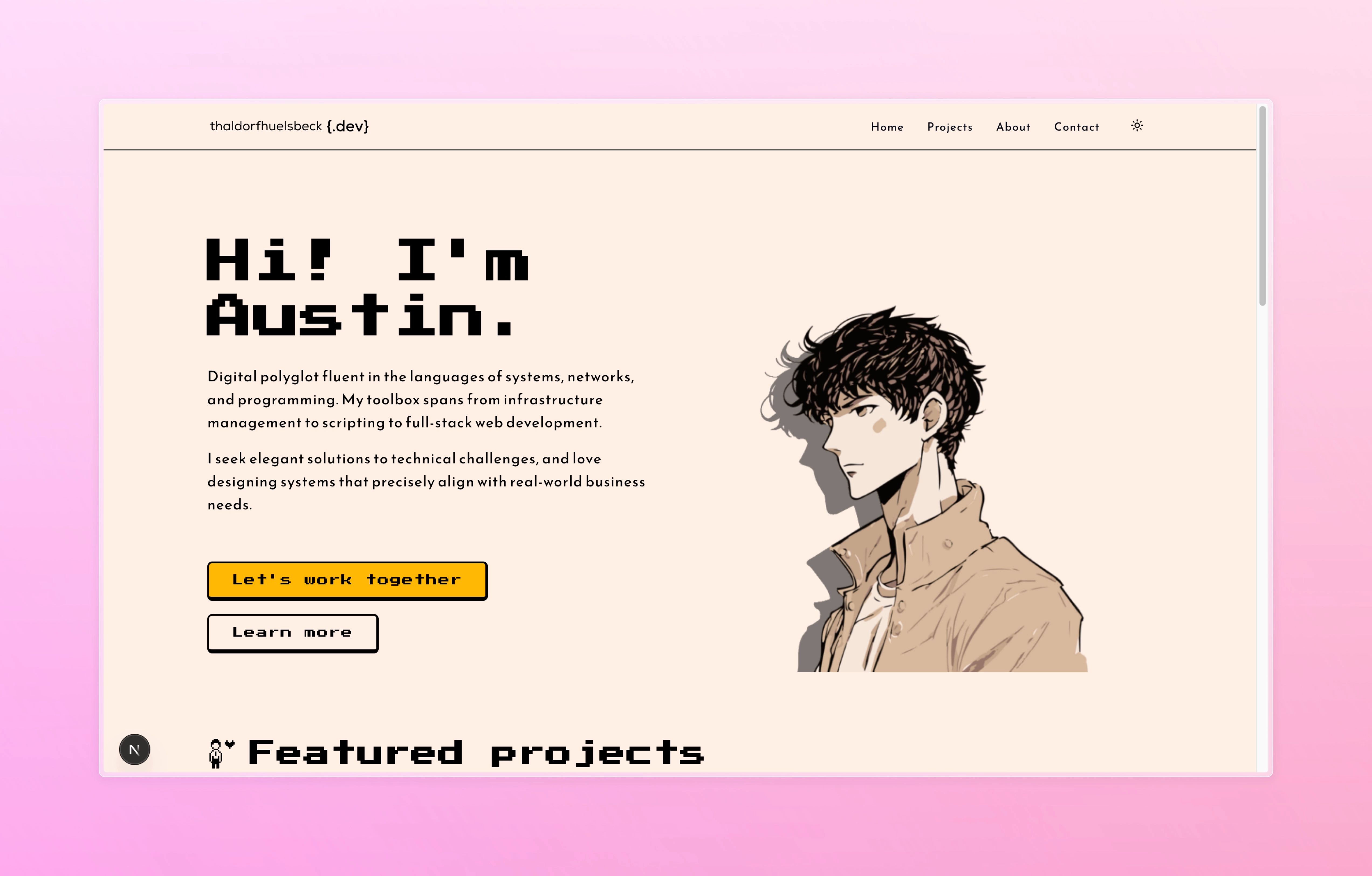 Homepage of this portfolio