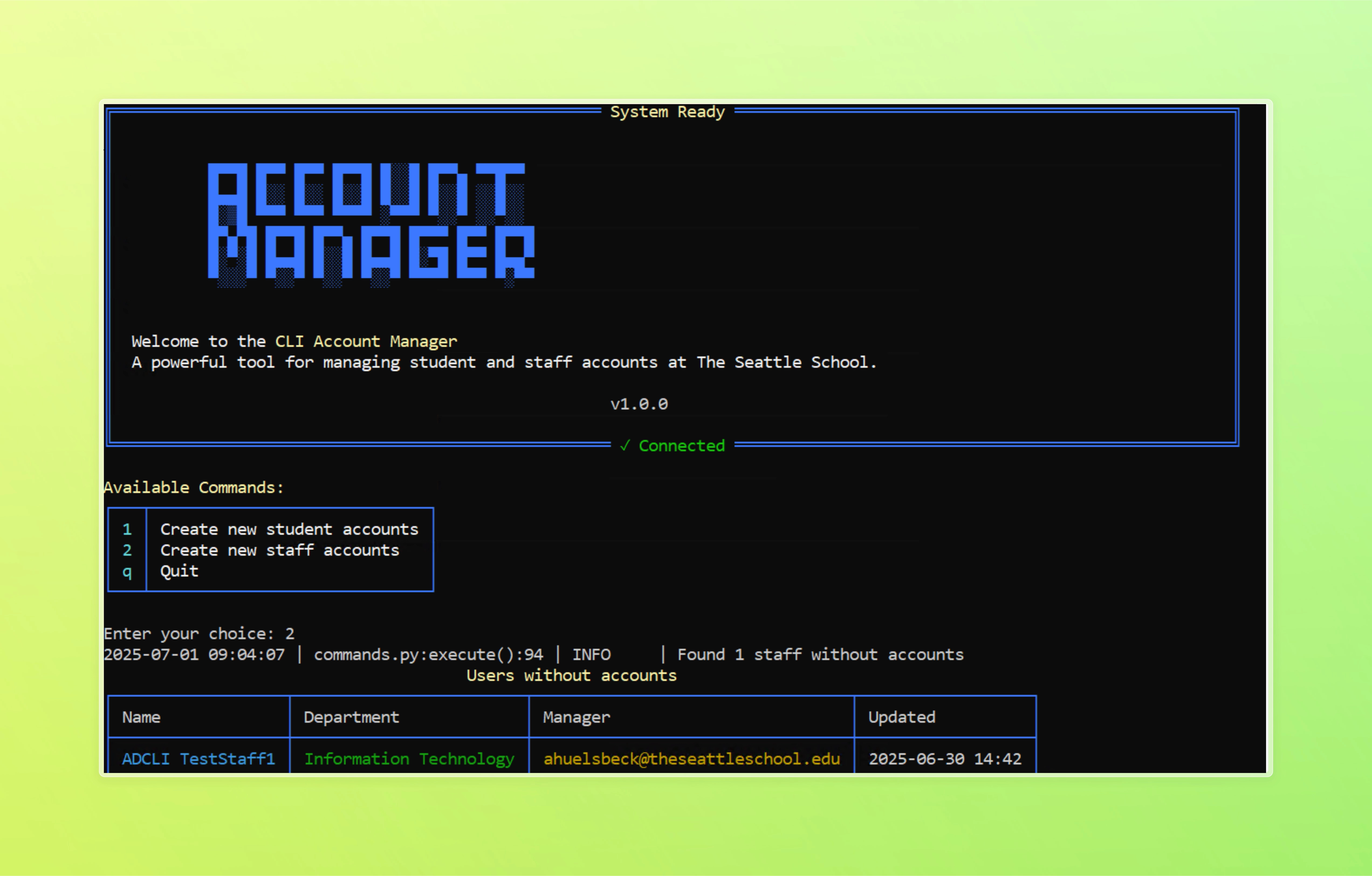 Account Management CLI
