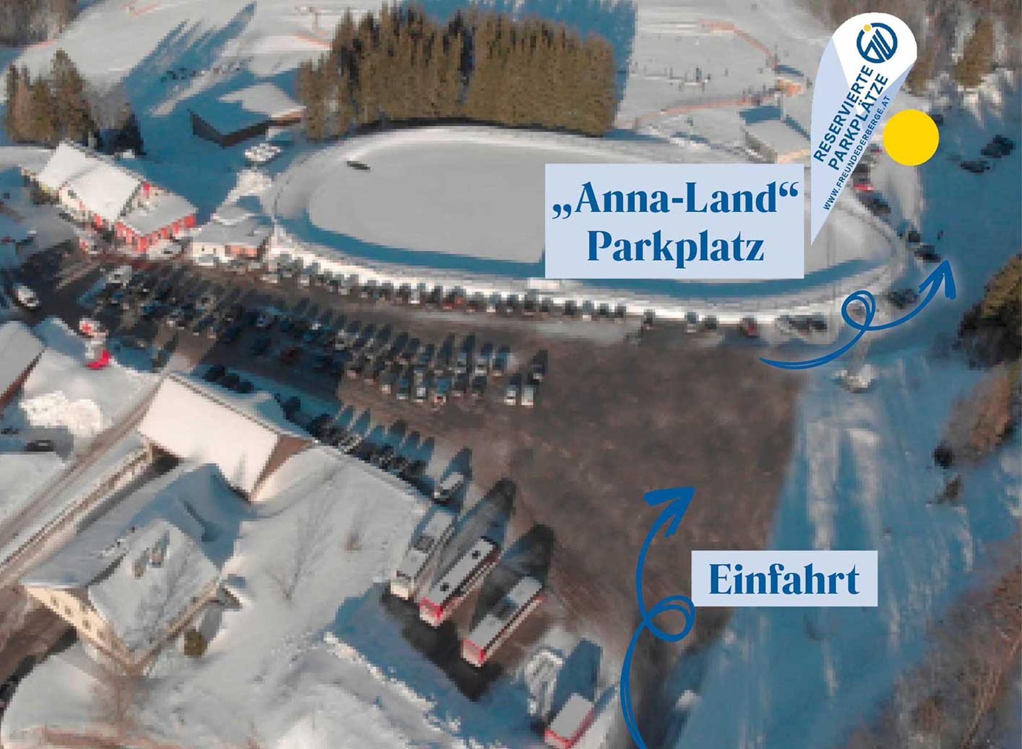 Der Parkplatz "Anna-Land" wird auf der Parkplatzkarte markiert