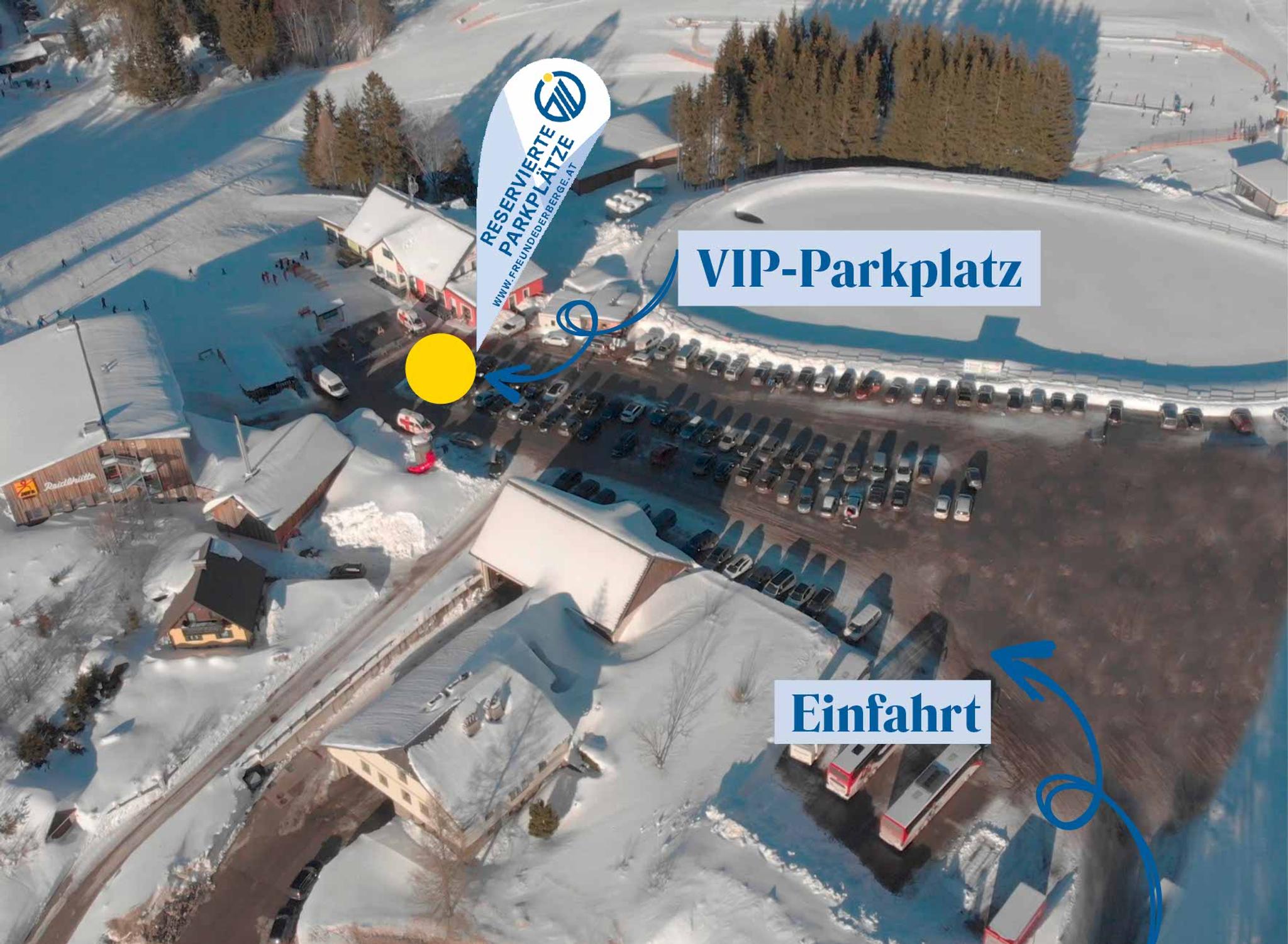 Der VIP-Parplatz wird auf der Parkplatzkarte markiert