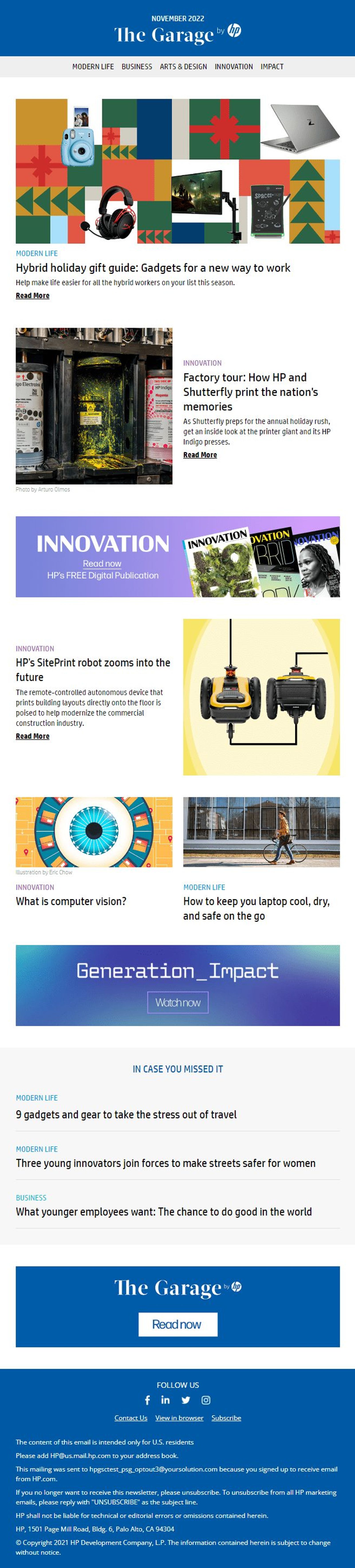 Full Garage newsletter email