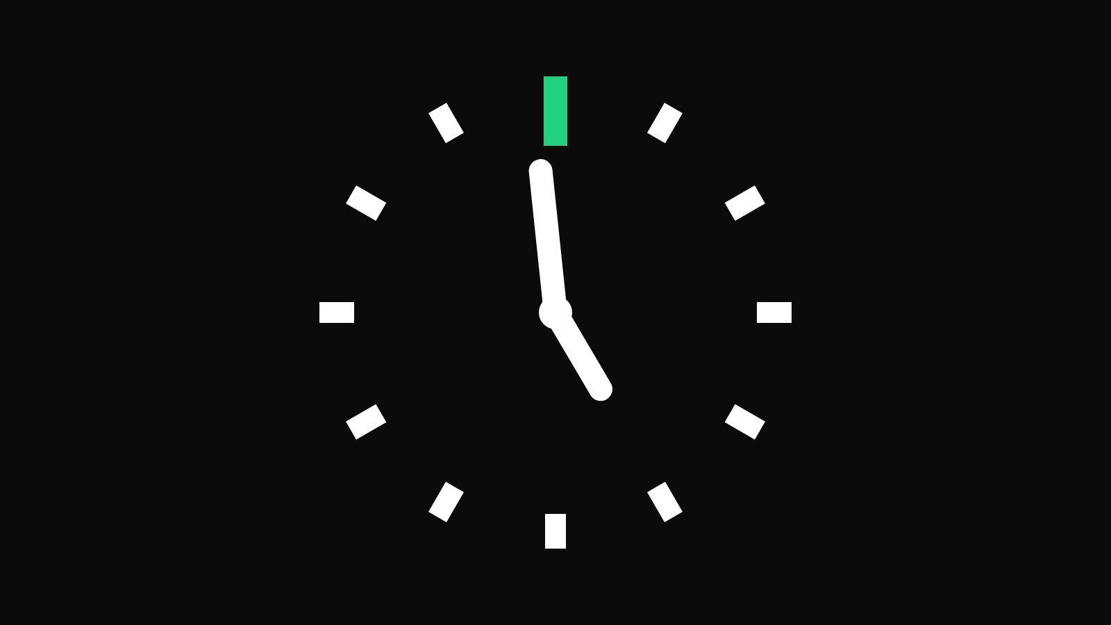 The 4:59 dial, with the hands at one minute to five