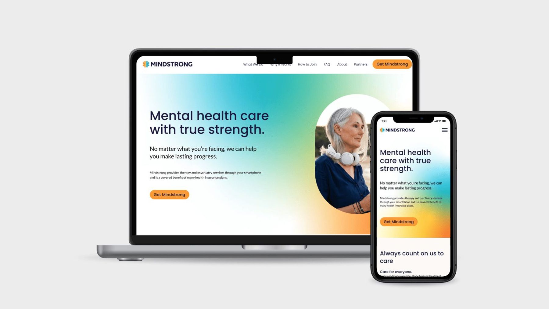 Mindstrong site on laptop and phone
