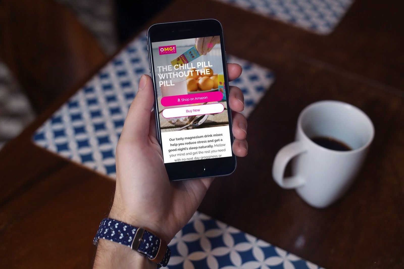 OMG! Nutrition site on a phone