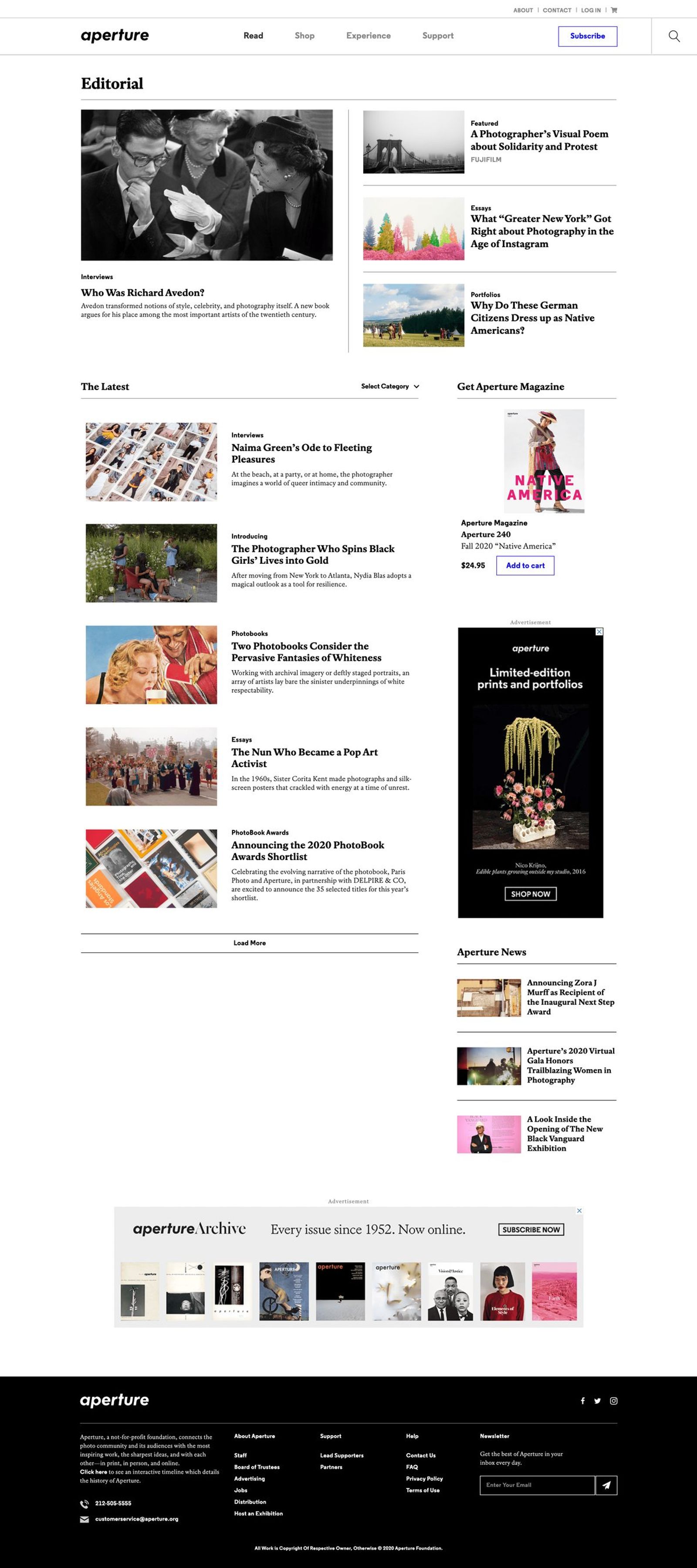 Full Aperture editorial page