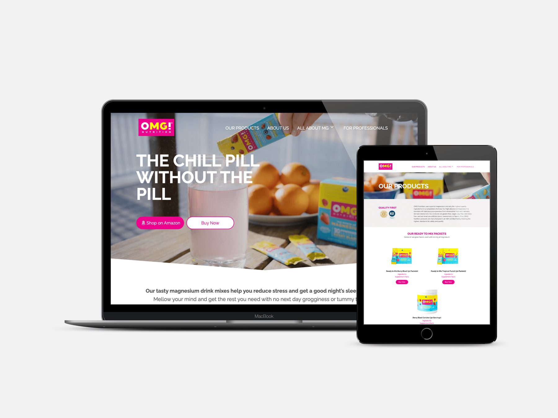 OMG! Nutrition site on laptop, tablet and phone