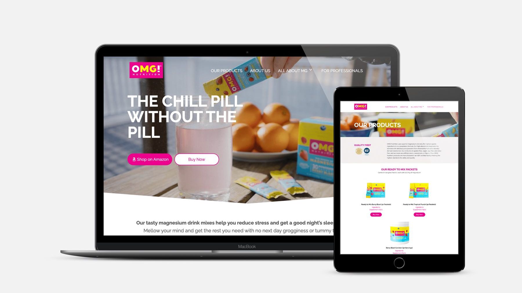 OMG! Nutrition site on laptop, tablet and phone