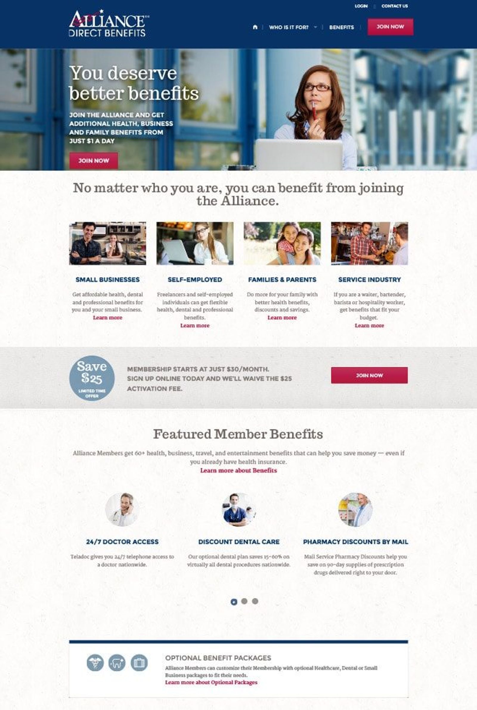 Alliance Direct Benefits homepage