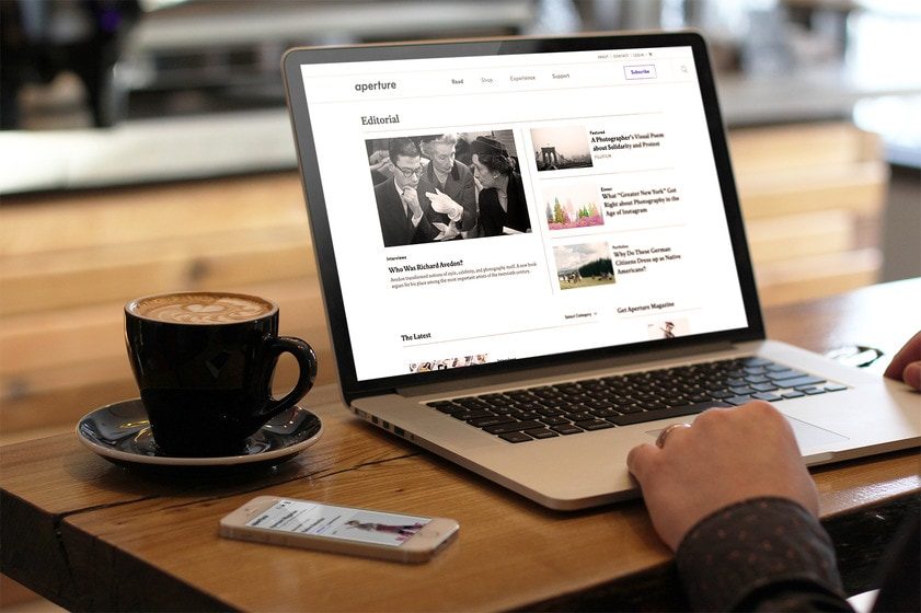 Aperture website on a laptop