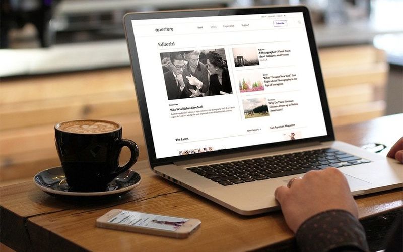 Aperture website on a laptop