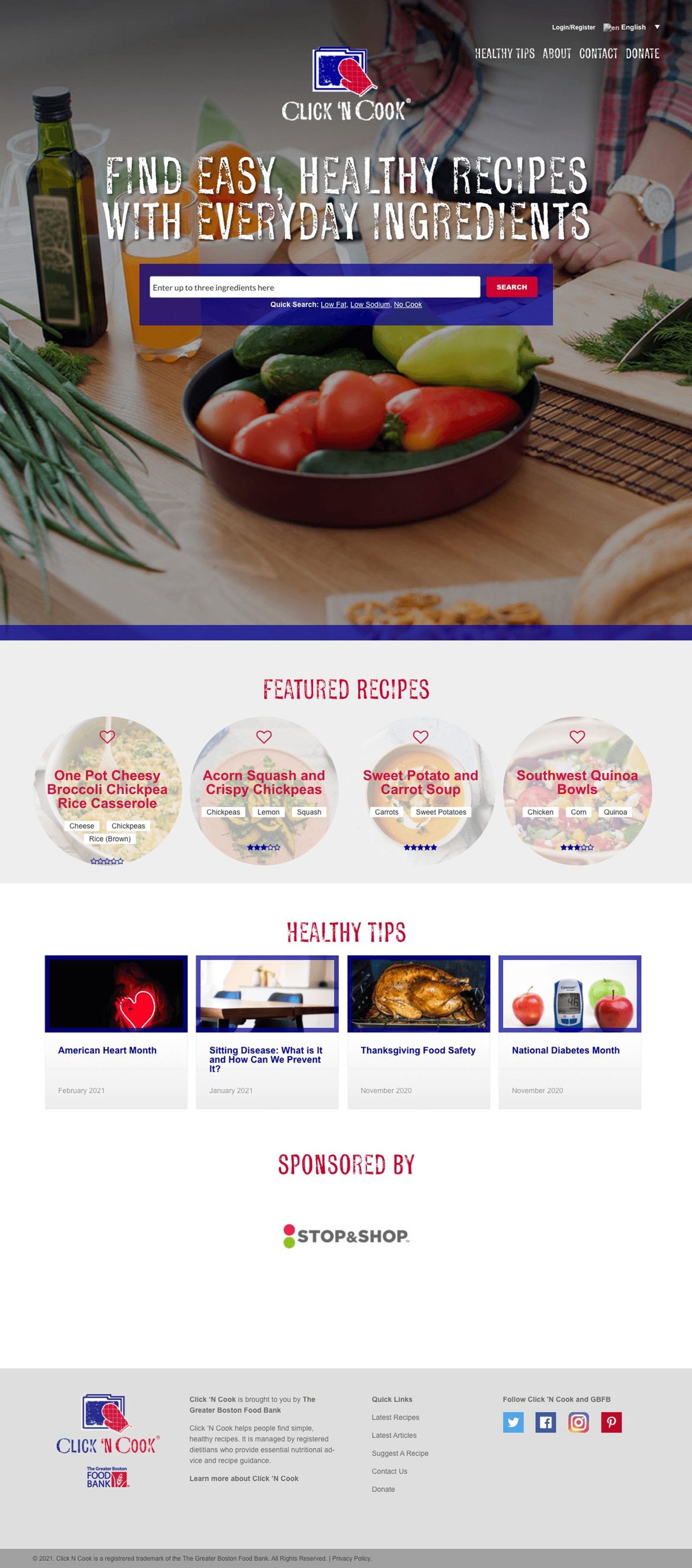 Full Click ‘N Cook homepage