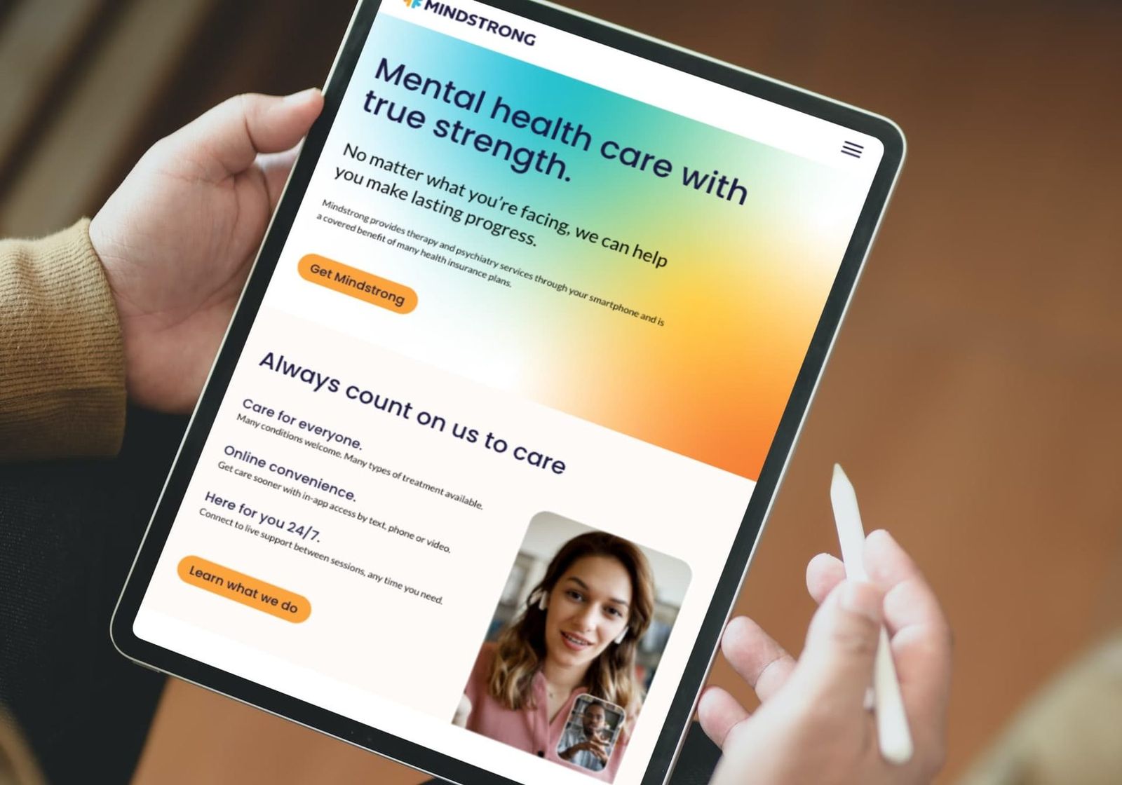 Mindstrong site on a tablet