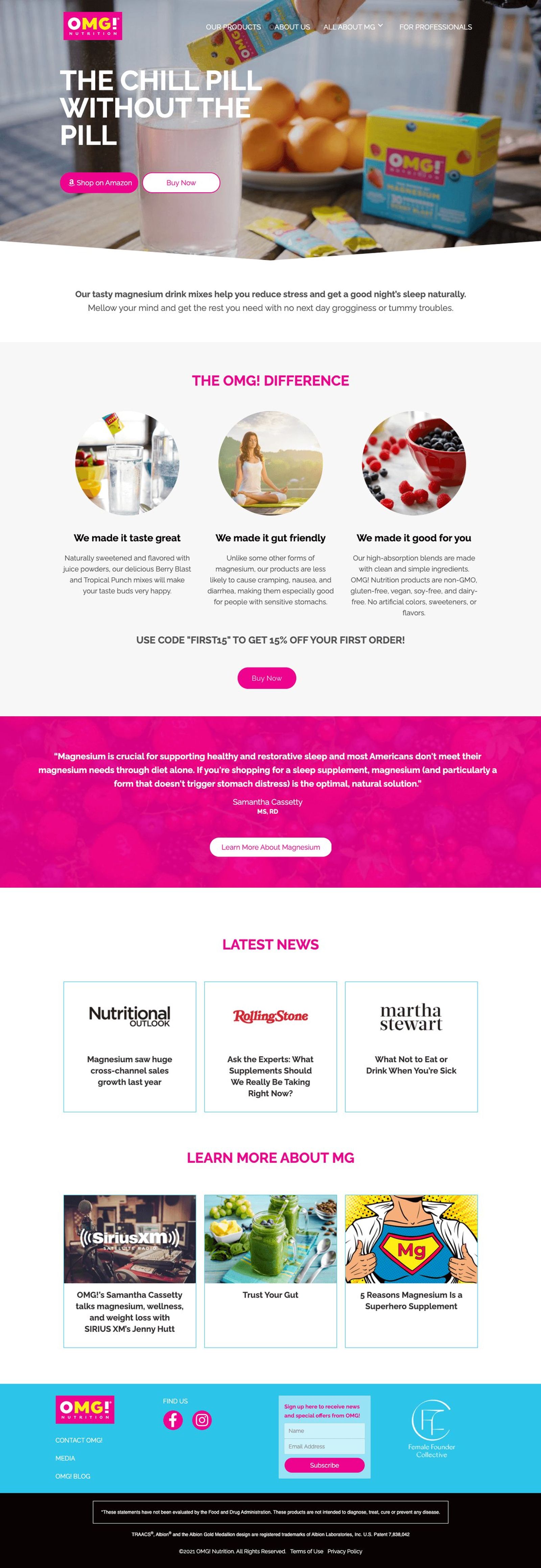 Full OMG! Nutrition homepage