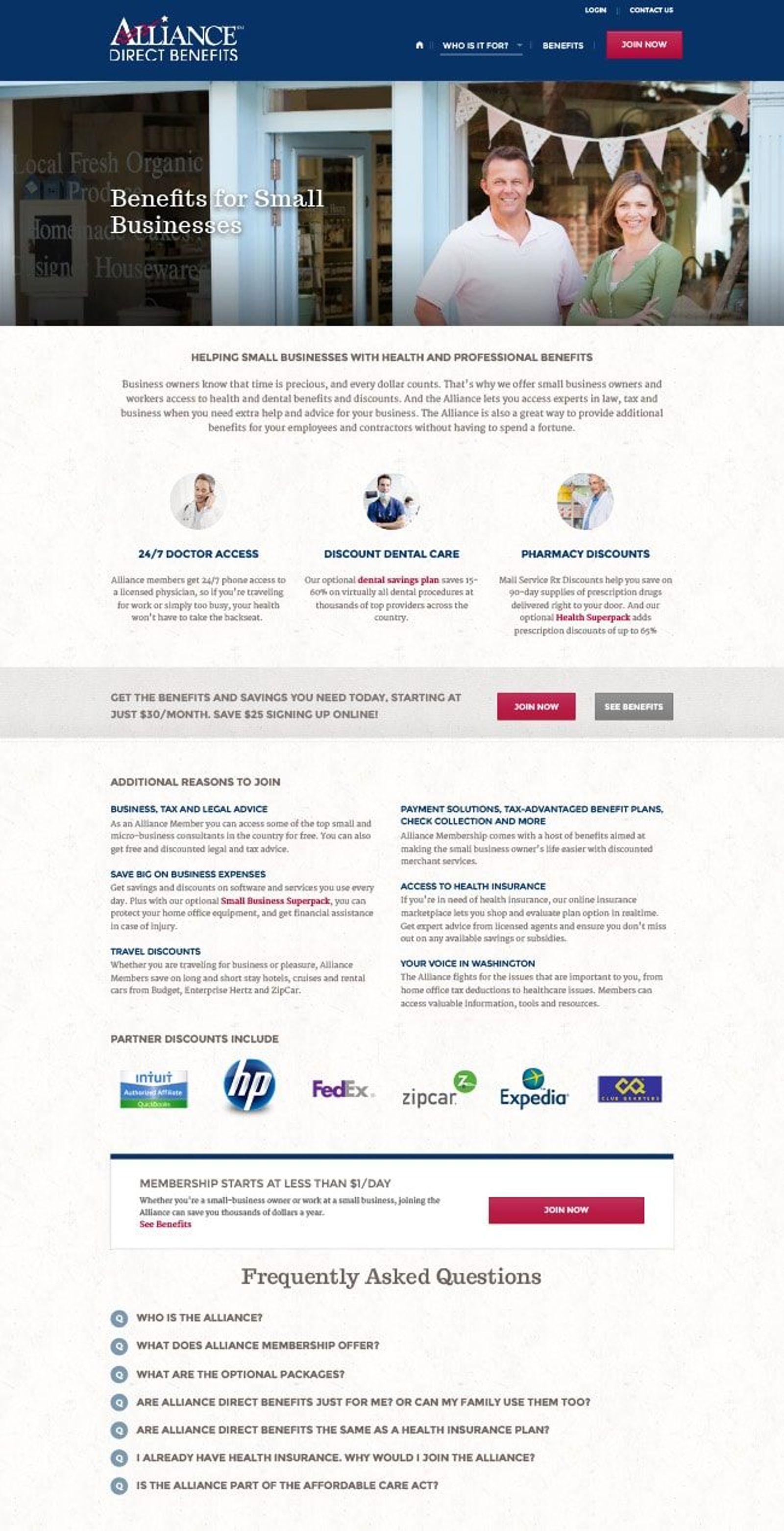 Small-business landing page