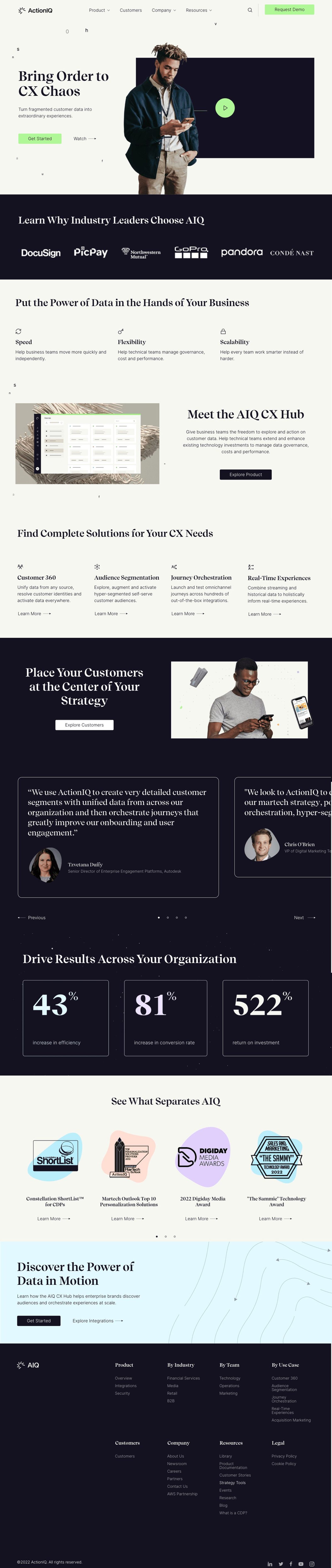 Full ActionIQ homepage
