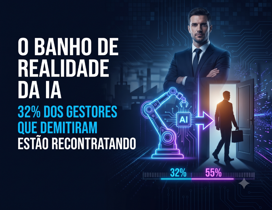 Imagem de capa: O Banho de Realidade da IA: 32% dos Gestores Que Demitiram Para Substituir Humanos Estão Recontratando