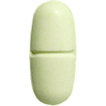 A light green oval pill with a score line.
