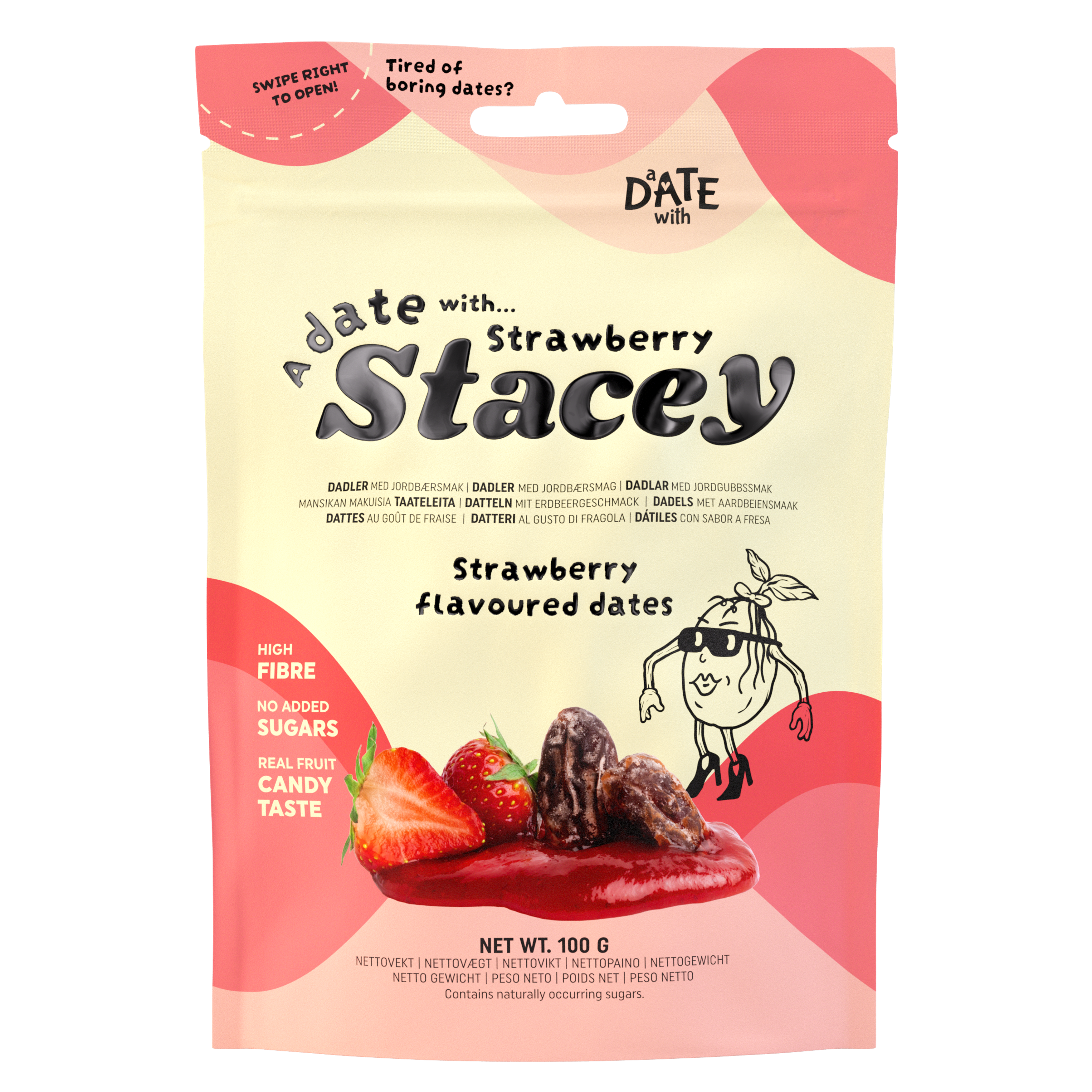 a package of date with stacey strawberry flavoured dates
