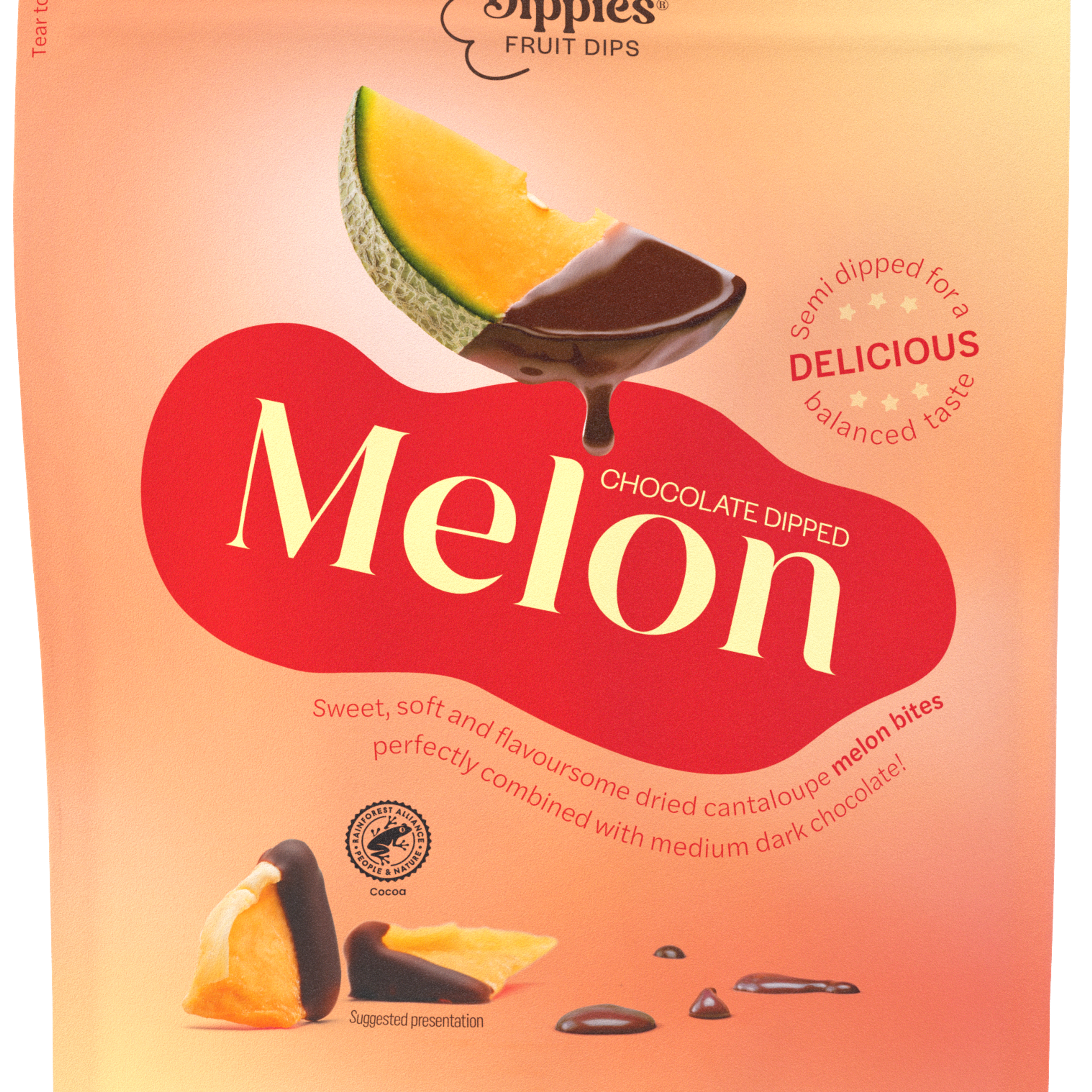 a package of melon chocolate covered fruit