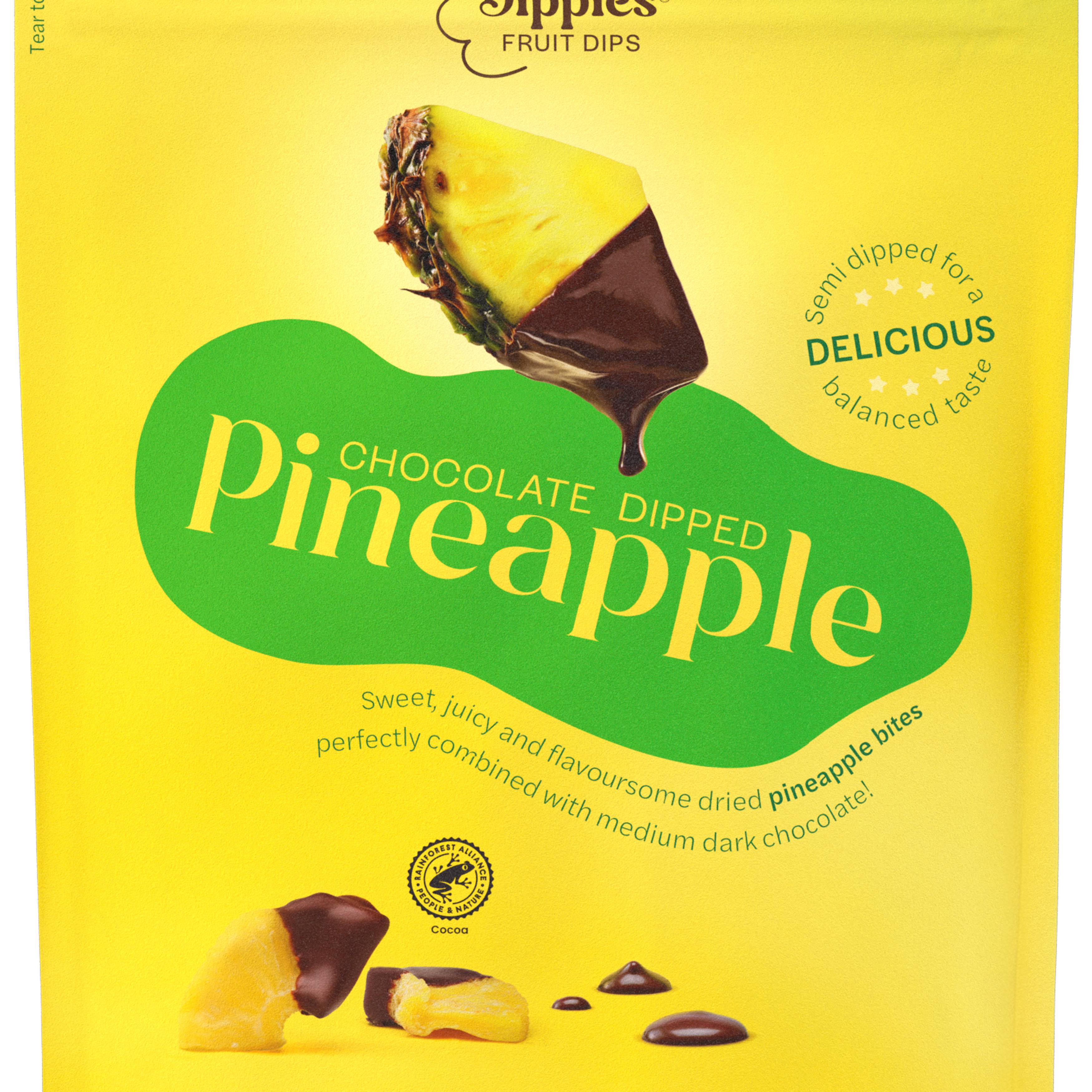 a bag of dippies pineapple chocolate dipped snacks
