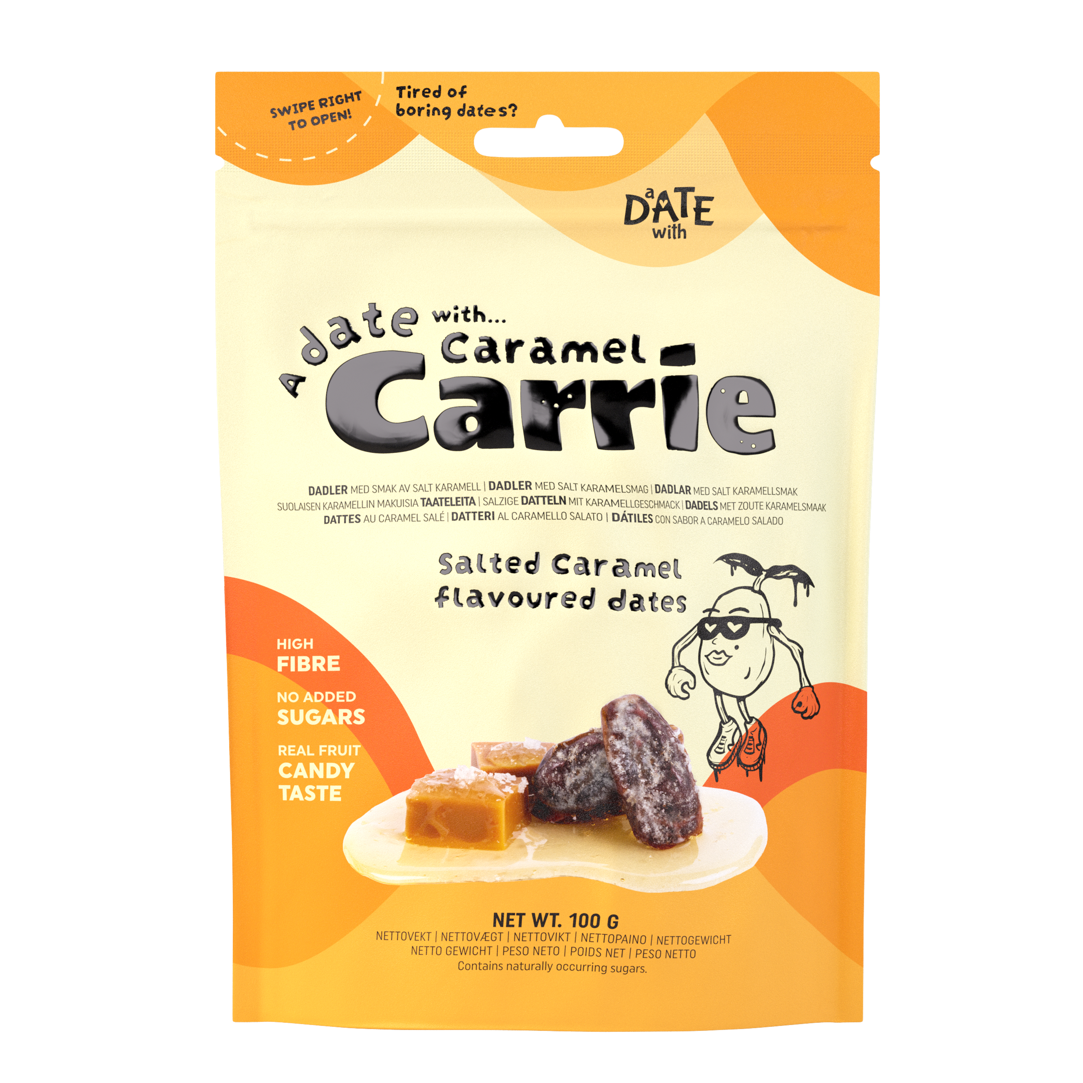 a package of date with caramel carrie salted caramel flavoured dates