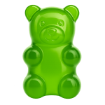 A shiny green gummy bear.