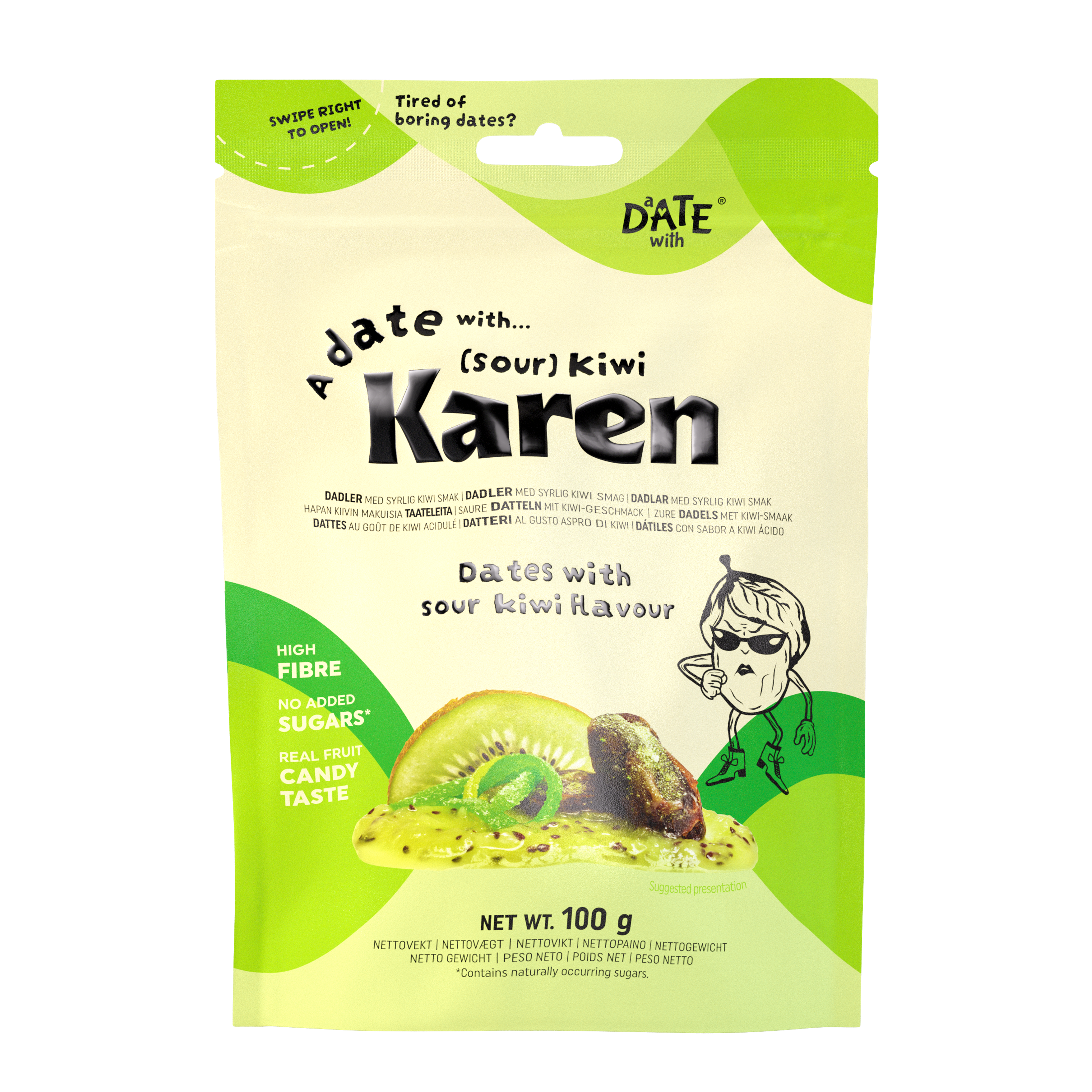 a package of karen dates with sour kiwi flavour