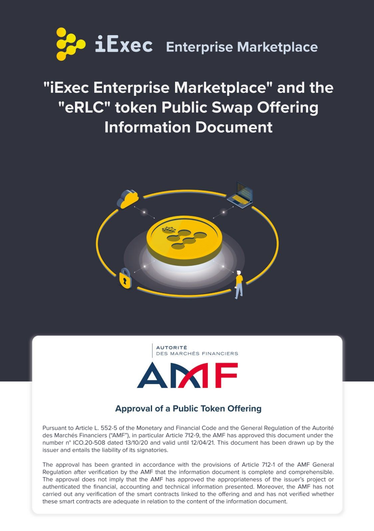iExec Marketplace and the eRLC token public swap offering information document