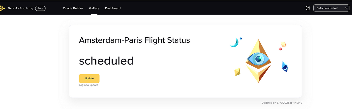 Updating the flight status oracle via the iExec oracle factory user interface