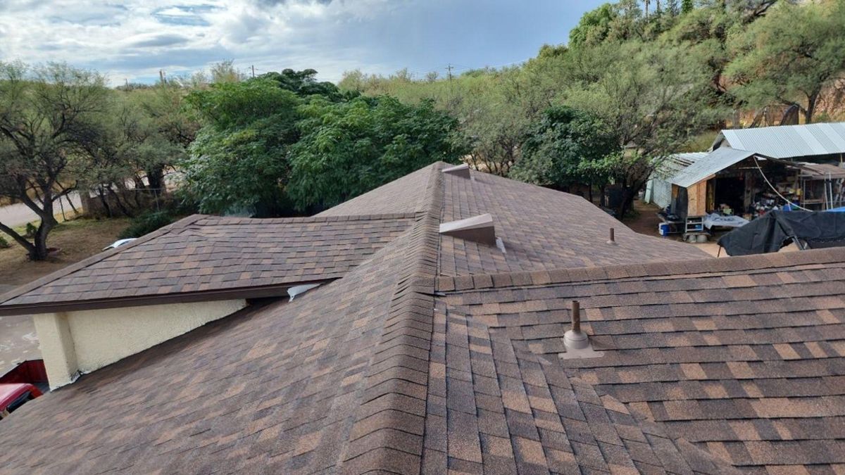 Completed asphalt shingle re-roof in Tucson