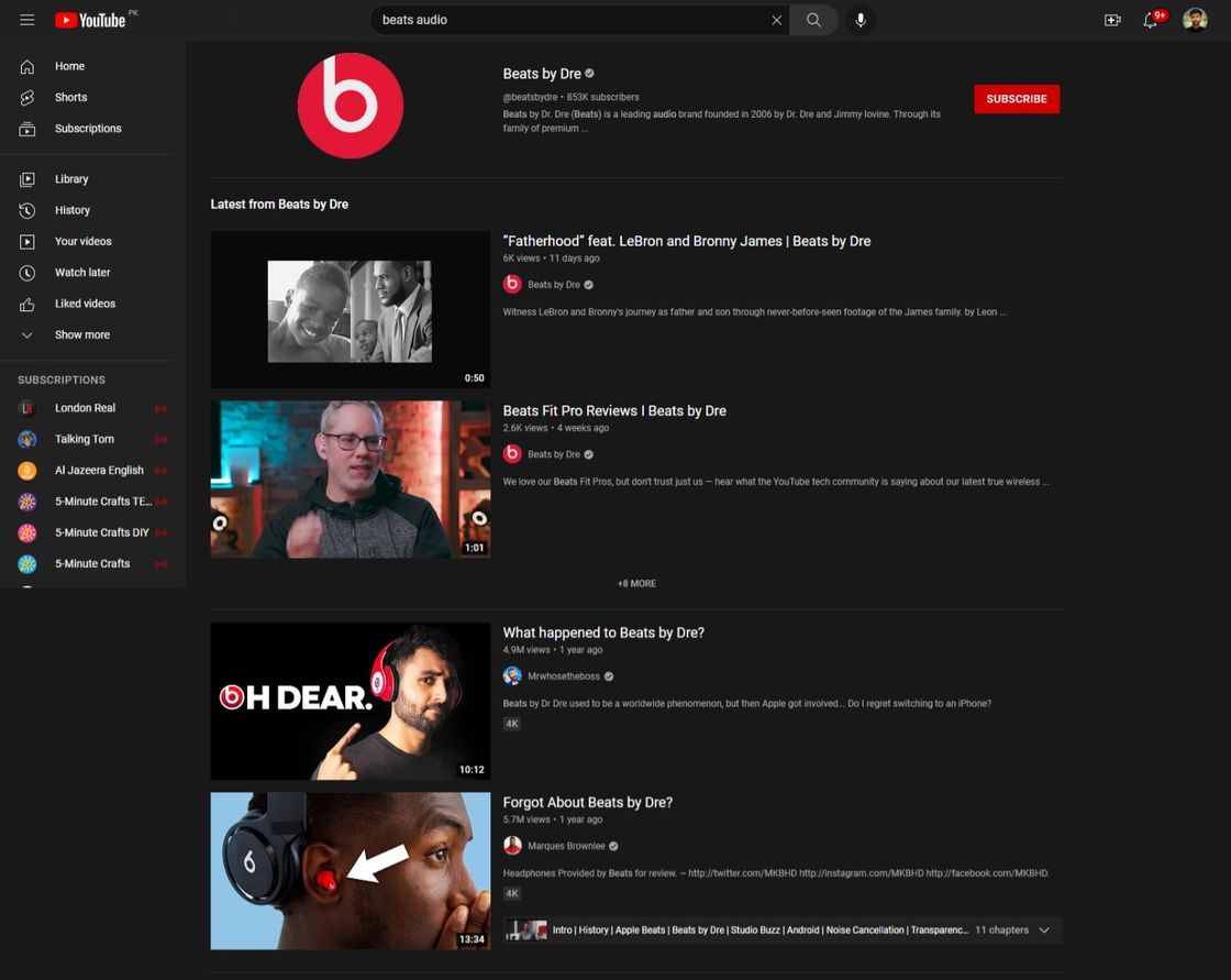 Youtube Search Result