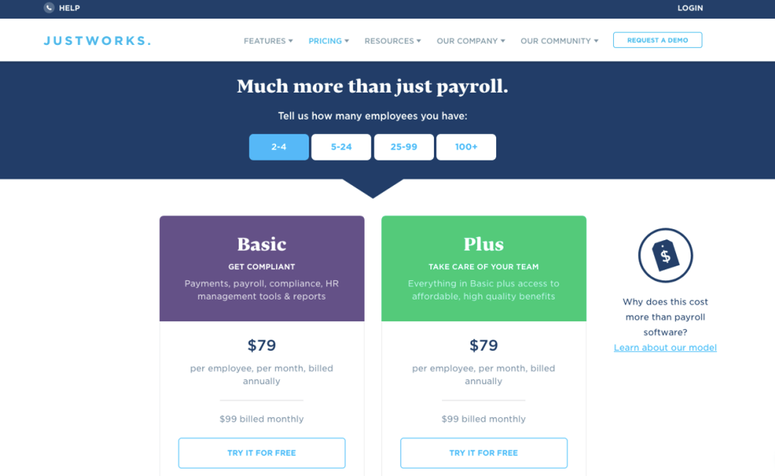 Just Works Pricing Page