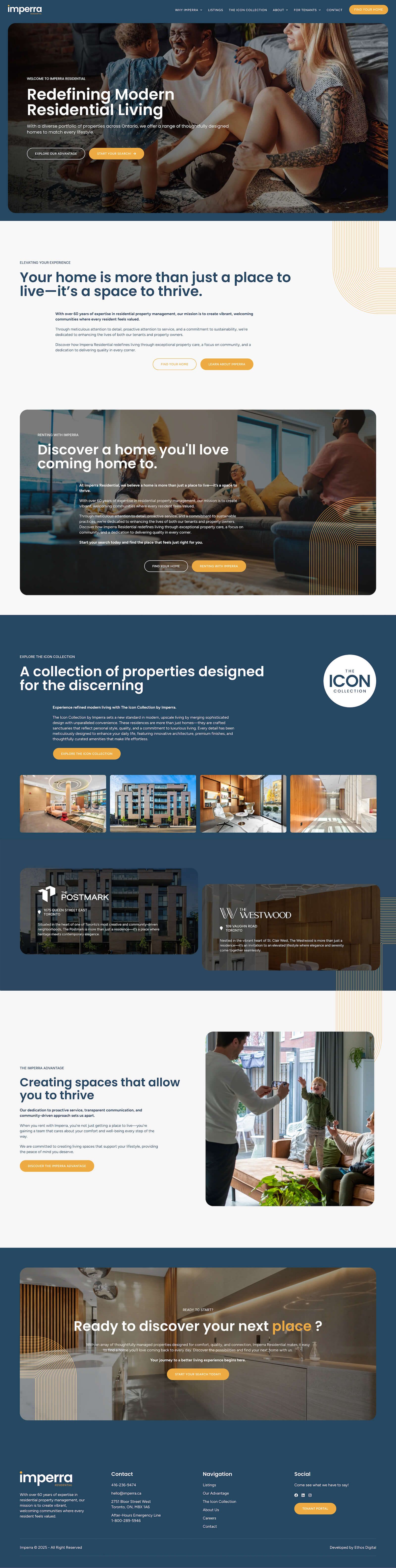 Imperra Residential homepage after