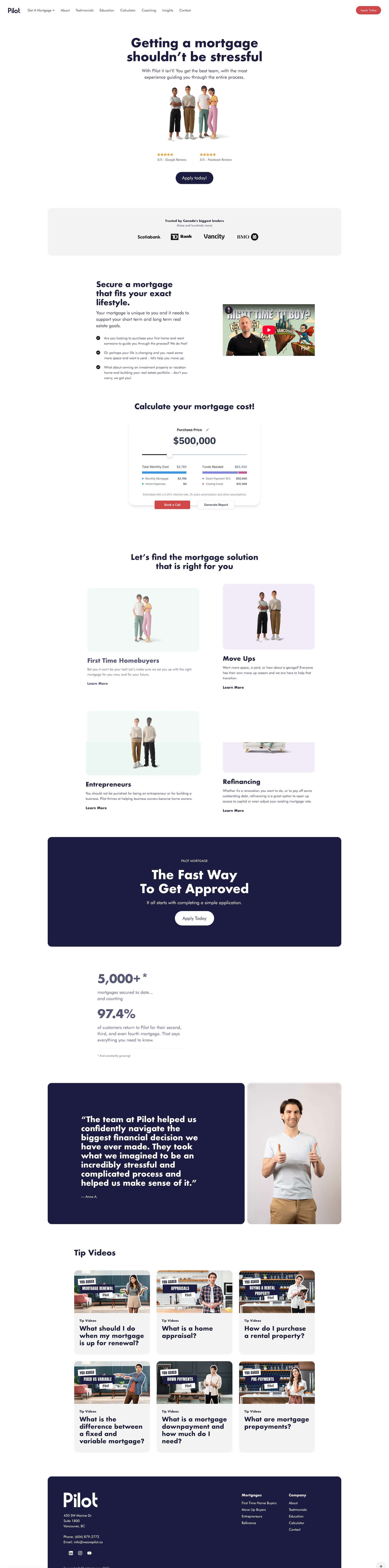 Pilot Mortgages homepage after