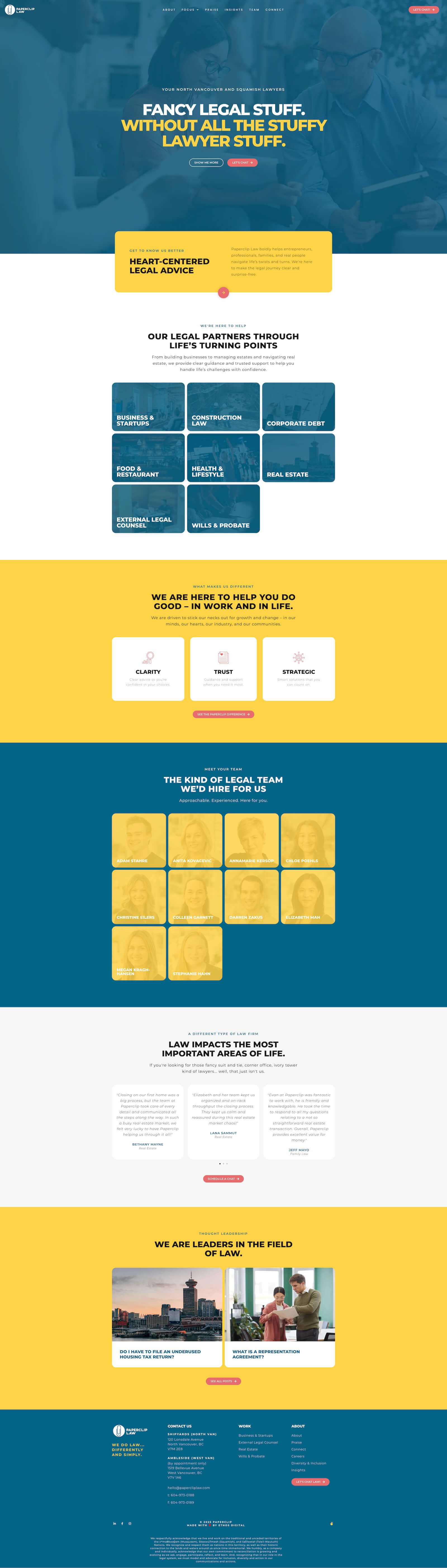 Paperclip Law homepage after
