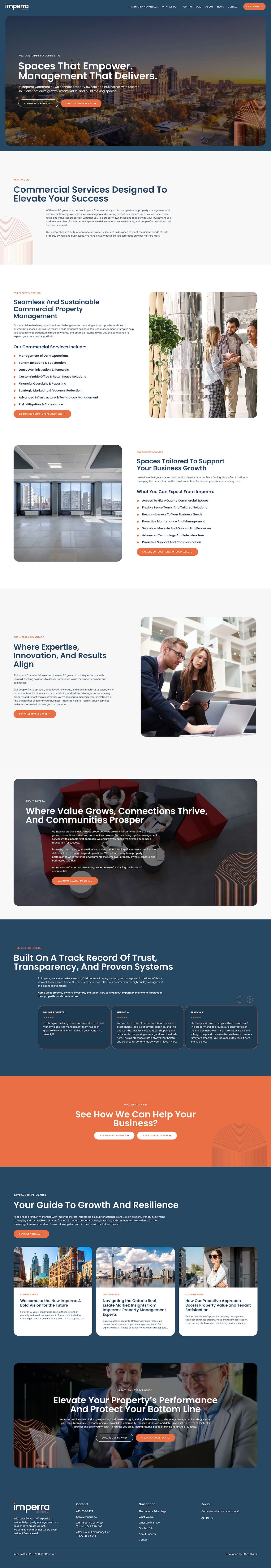 Imperra Commercial homepage after