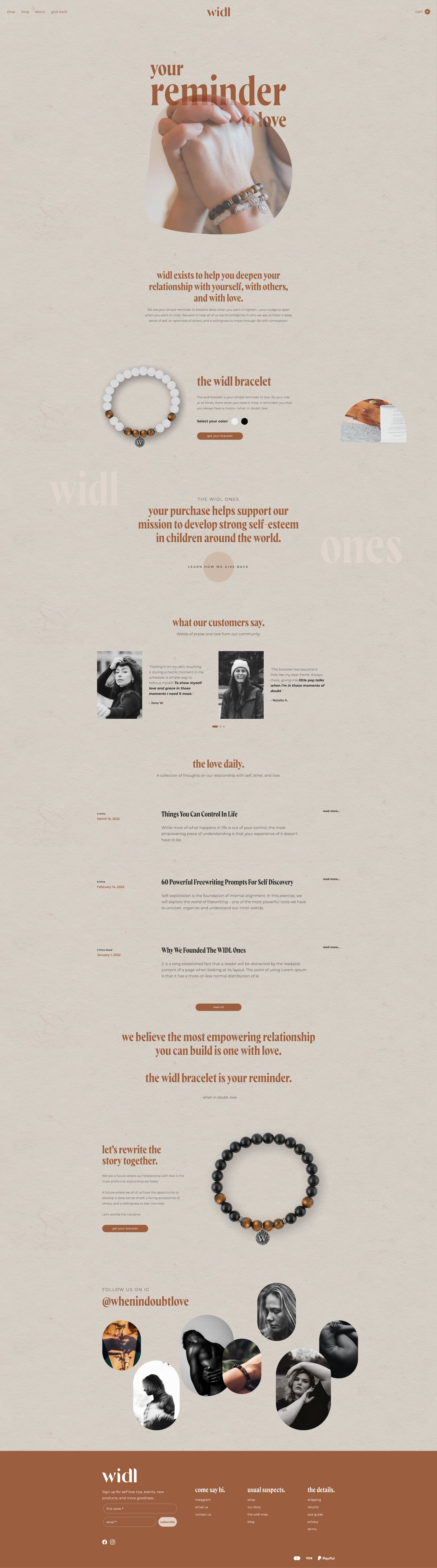 When In Doubt, Love homepage after