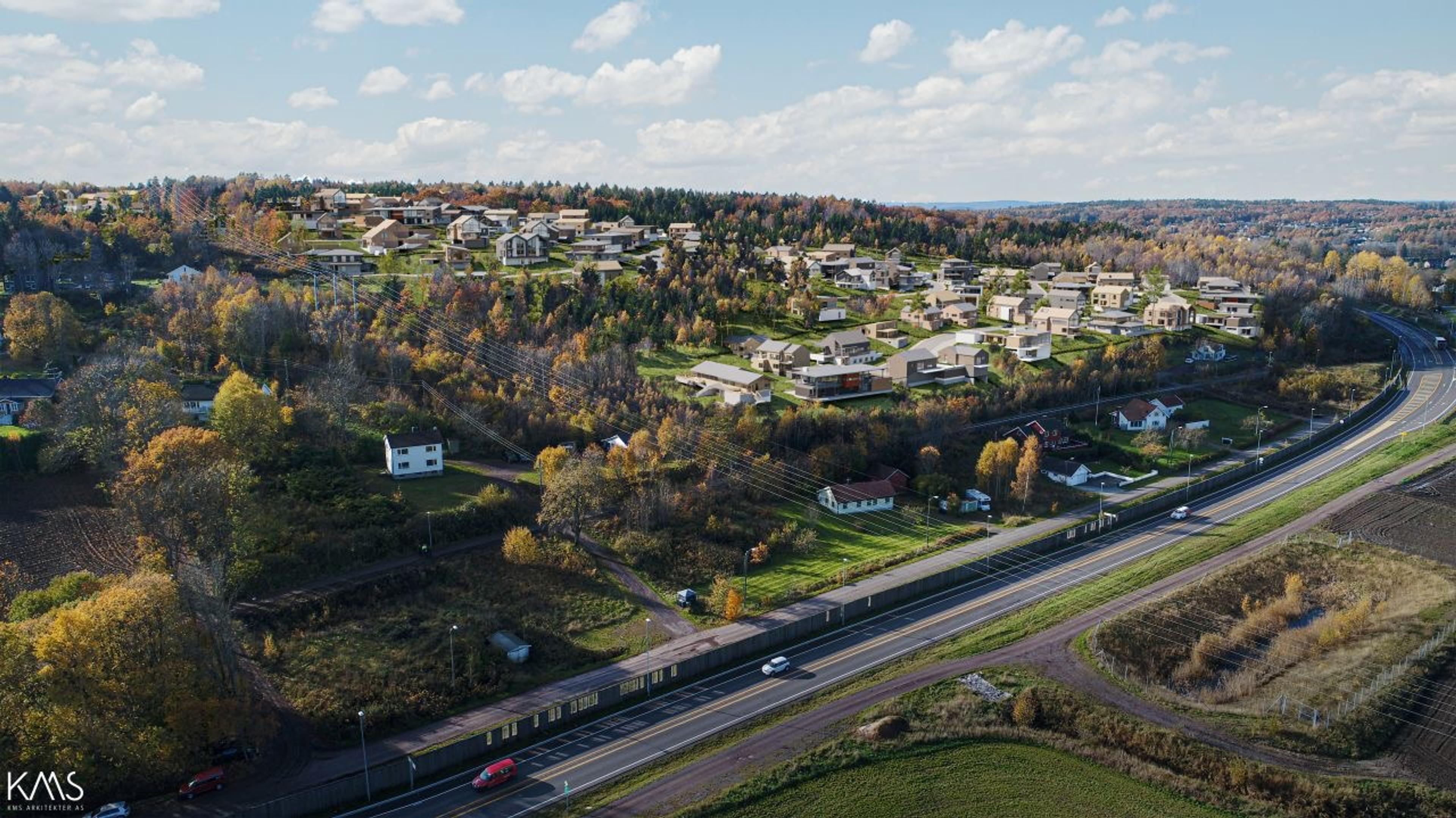 Illustrasjon fra boligprosjektet Borre Hageby, Horten.