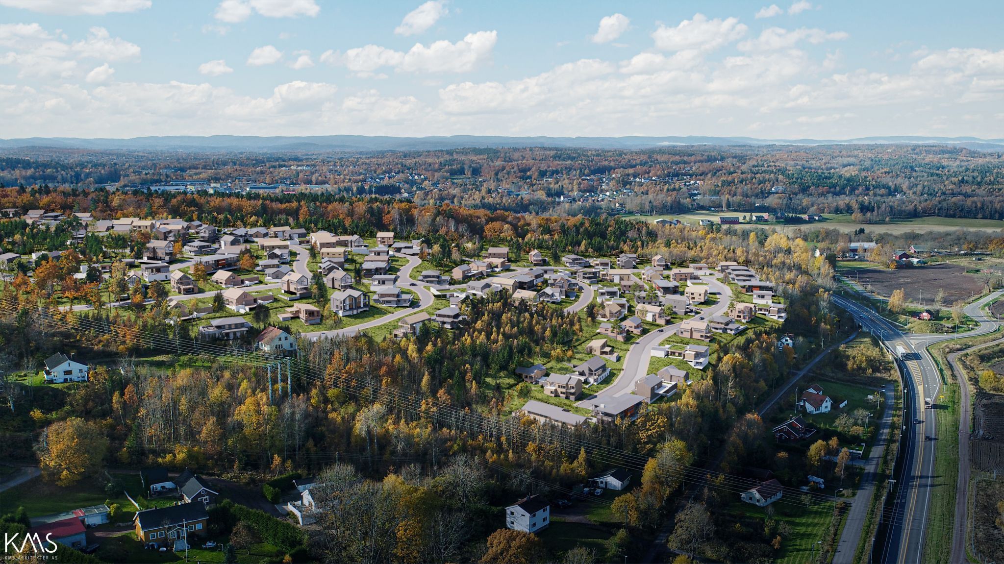 Illustrasjon av boligprosjektet Borre Hageby i Horten.