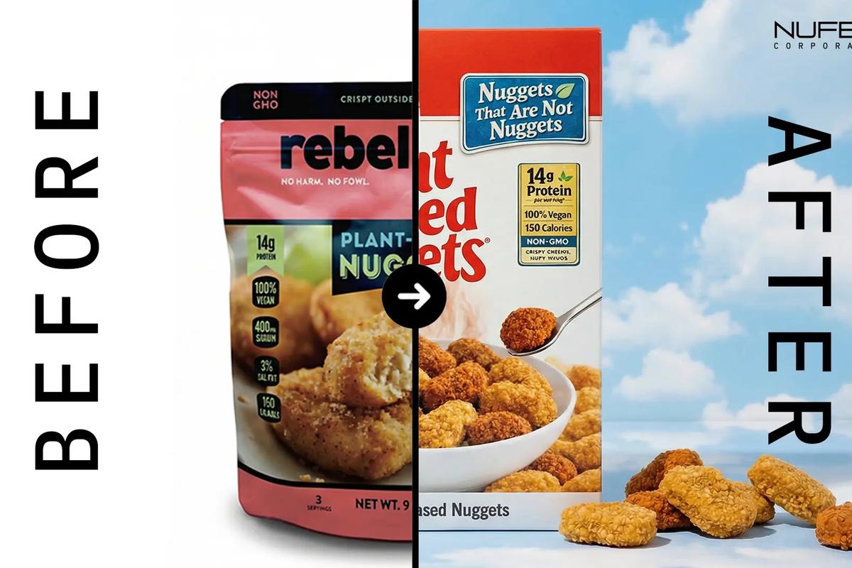 Behind the scenes: How we rebuilt a plant-based nuggets brand (through design)