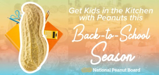 Collage of various people enjoying peanut dishes with the title "explore adventurous eating with peanuts" on top.