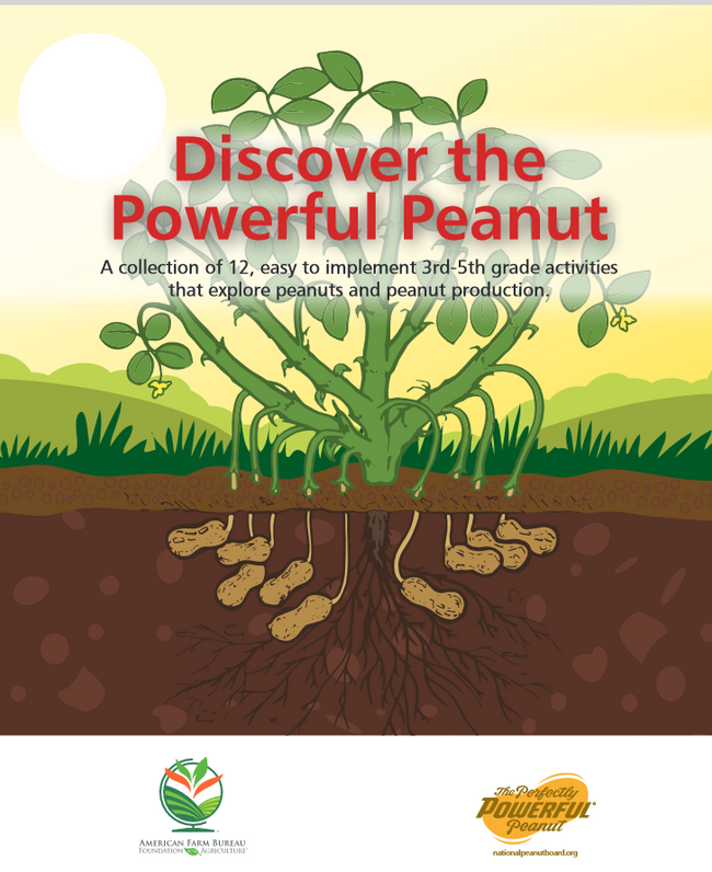 cover of "discover the powerful peanut" that shows a peanut crop illustration