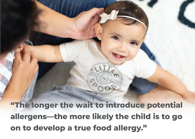 The longer the wait to introduce potential allergens - the more likely the child is to go on to develop a true food allergy