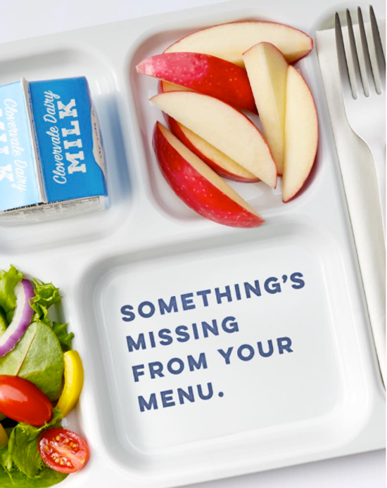 School lunch tray with missing peanut items