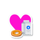 a simple snack in front a big, pink heart