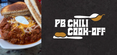 a plate of chili and a sandwich with the words PB Chili Cook-off on the right.