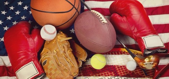 a baseball, glove, ball, and american flag.