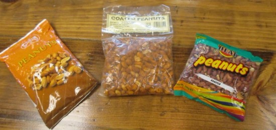 three bag of peanuts from kenya's supermarket.